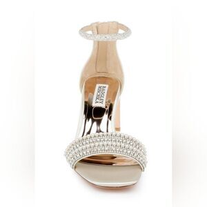 Badgley Mischka Silver and Cream Embellished Heels